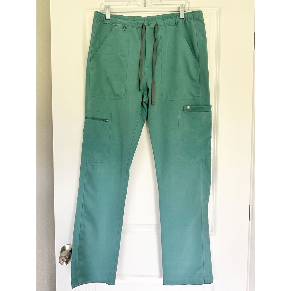 FIGS Mens Scrub Pants Medium Teal Green Cargo Straight Leg Medical Workwear